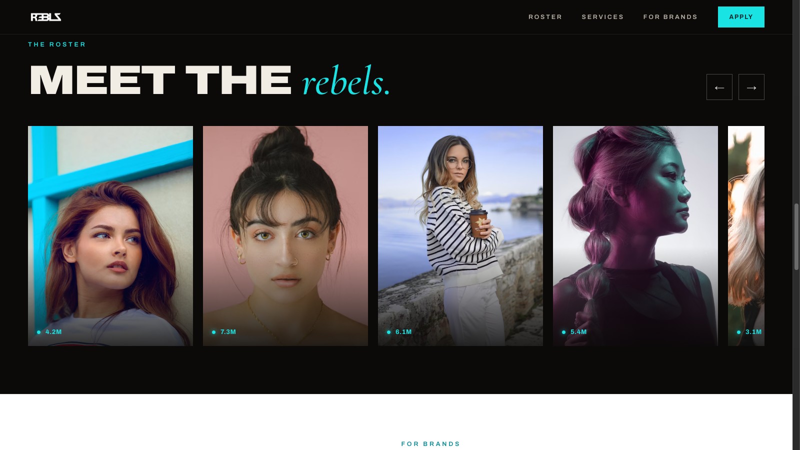 REBLZ roster grid — "Meet the rebels"